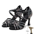 Latin Dance Shoes Women High Heels Hot Selling Diamond-encrusted Sandals Indoor Soft-soled Stage Game Party Social Ballroom Girl