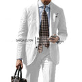 2025 New Casual Men's Suit Jacket Summer Spring Blazer Two Bottom Breathable Cotton Linen Coat 2 Pieces( Jacket+Pants )