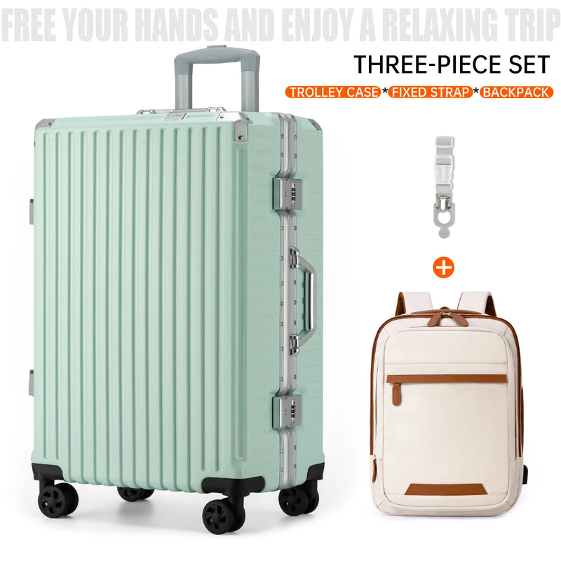 Trolley Luggage 20 24 26 28" Aluminum Frame Rolling Luggage Case USB Travel Suitcase on Wheels Combination Lock Carry on Luggage