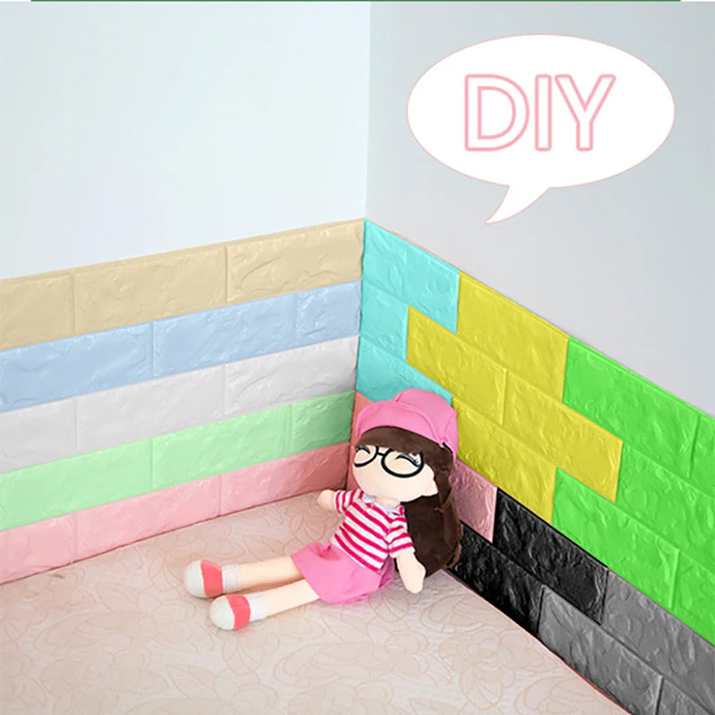 3D Waterproof Wall Sticker Soft Foam Brick Pattern DIY Wall Home Children's Room Bedroom Warm Decoration Wallpaper