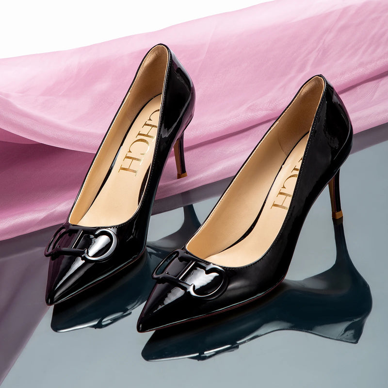 Women's Classic High Heels Simple Upper and Metal Buckle Decoration Simple Fashion Styling