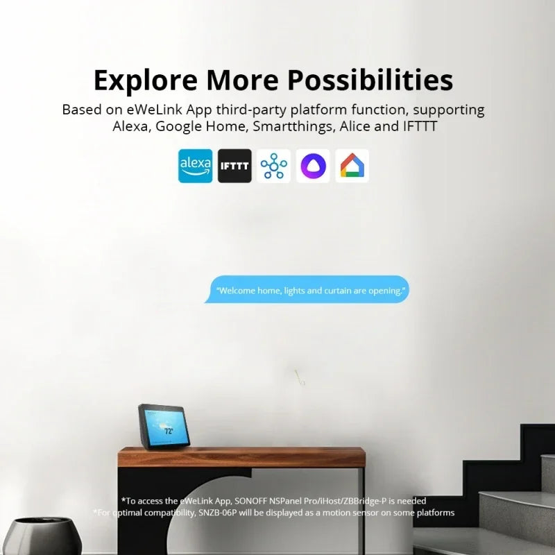 SONOFF SNZB 06P Zigbee Human Presence Sensor SNZB-06P Detector Motion Light Sensing Smart Home Automation Work with Alexa Google