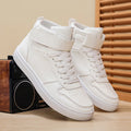 White Vulcanized Sneakers Men's Flat Comfortable Shoes Lace up Zapatillas Hombre Autumn Spring High Top Sneakers Plus Size 39-48
