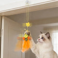 Self-play Cat Toy Swinging Cat Toy with Elastic Rope Feathers Bell Hanging Cat Teaser for Indoor Cats Self-play Hunting