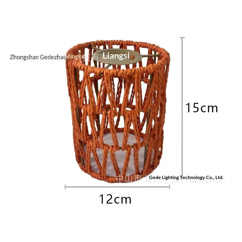 Garden Decor with Handcrafted Boho Woven Paper Rope Rattan Lampshade