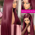 250% Density 32 Inch 99J Burgundy 13x6 HD Lace Front Human Hair Wigs Red Wine Brazilian Straight 13x4 Glueless Lace Frontal Wigs