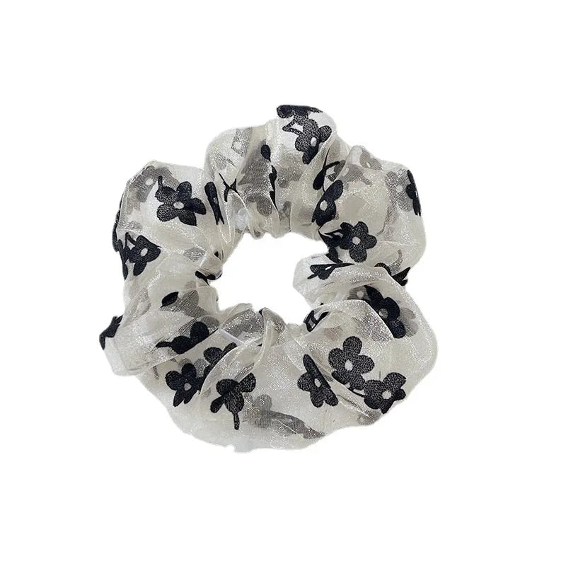 Fairy high-quality organza mesh yarn pleated flower large intestine hair ring tied hair head rope fashion hair accessories