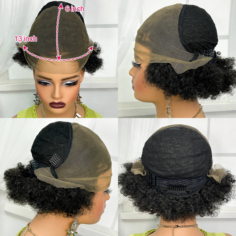 13x6 Lace Front Braids Wig with Baby Hair Synthetic Afro Curly Cornrow Braided Short Wigs for Black Women Natural Lace Bob Wigs