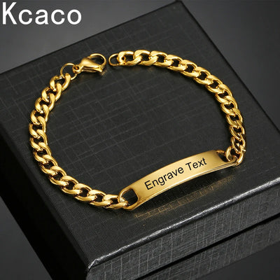 Customized Engrave Name Men Women Bracelets Stainless Steel Cuban Chain Personalized ID Fashion Party Jewellery Gift | SAMAG