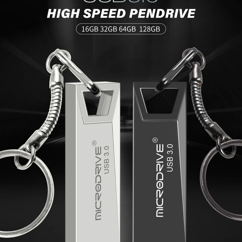 High Speed USB 3.0 Mini Metal Flash Drive 16GB 32GB 64GB 128GB Pendrive Waterproof usb drive Pen memory Sticks with key Chain