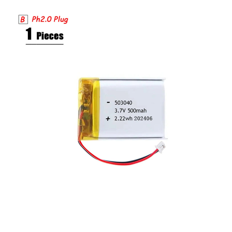3.7V Lipo Battery Ph2.0 Plug Rechargeable Lithium Battery 3.7V For PS4 Humidifiers GPS Navigation  Bluetooth Speaker MP3 MP4