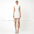 Mini Cocktail Dresses for Wedding Ivory Pearls O Neck | SAMAG