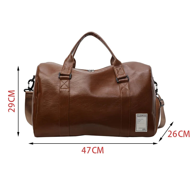 Fashion Leather Duffle Bag With Shoes Packet For Men and Women Luggage Travel Bag Sport Gym Fitness HandBag Mens Shoulder Bag