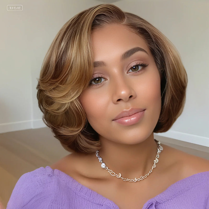 Straight Pixie Cut Wig 13x4 Lace Frontal Human Hair Wigs P427 Highlight Short Bob Wig Preplucked Human Hair
