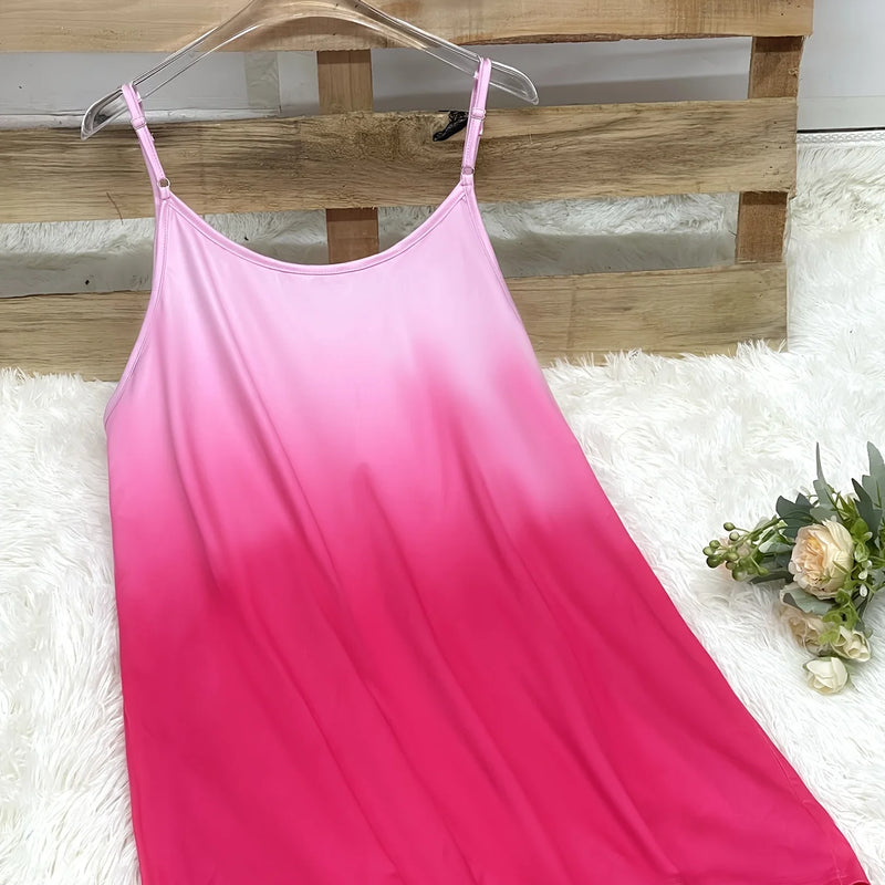Plus Size Women's Gradient Sleeveless Tank Top Flowy Casual Summer Blouse with Scoop Neckline Perfect for Daily Wear