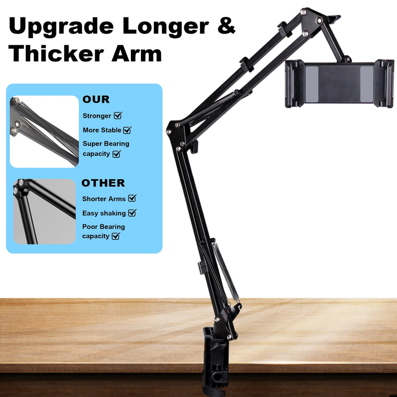 Tattoo Tablet Stand 360° Rotating Bed Desktop Mount Long Arm Metal Adjustable for iPad Pro Air Mini 4~11Tattoo Accessories