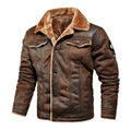 Men's Leather and Fur One-piece Jacket for Autumn and Winter 2024. Fashionable Fleece-lined Fur Workwear Casual Jacket Coat.