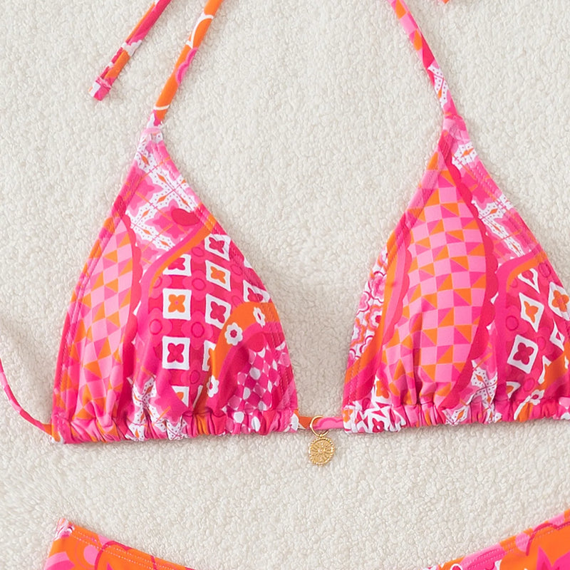 Women's Two Piece Bikini Set 2025, Sexy Triangle Push Up Swimsuit, Floral Print Bathing Suit, Beach Swimwear
