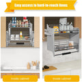 2 - Tier Pull Down Storage Shelf Organizer For Upper Kitchen Cabinets Dark Grey Easy Installation Max Load - View 3 | SAMAG