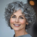 Salt and Pepper Pixie Cut Human Hair Wigs for Women Gray Hair Black Mixed With 60#Color for Daily Use Machine Made