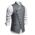 Men's Wedding and Party Vest with Diagonal Front Placket and Single-Button Closure
