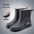 Men's Rain Shoes Fashion Waterproof Men's Rain Shoes Outdoor Non-slip Work Shoes for Men Cotton Warm Rain Boots Kitchen Footwear