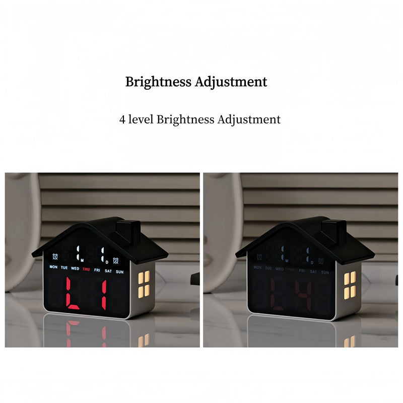 LED Digital Alarm Clock House Voice Control Date Week Brightness Adjustment Electronic Table Clock with Night Light 12/24H
