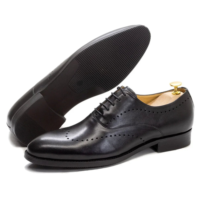 Classic Men's Real Leather Wingtip Oxford Dress Shoes Handmade Lace-Up Wedding Party Business Office Formal Footwear