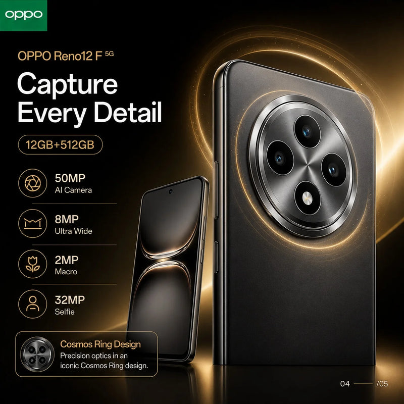 2026 new OPPO Reno12 F 5G Unlocked Smartphone, 12GB RAM 512GB ROM, 50MP AI Camera, 120Hz AMOLED Screen, 5000mAh Battery