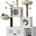 Garvee Large Cat Tree and Tower for Indoor Cats With Hidden Washroom Cabinet,Post,Perch&Brush Spacious Hammock Padded Perches and Condos Cat Toys