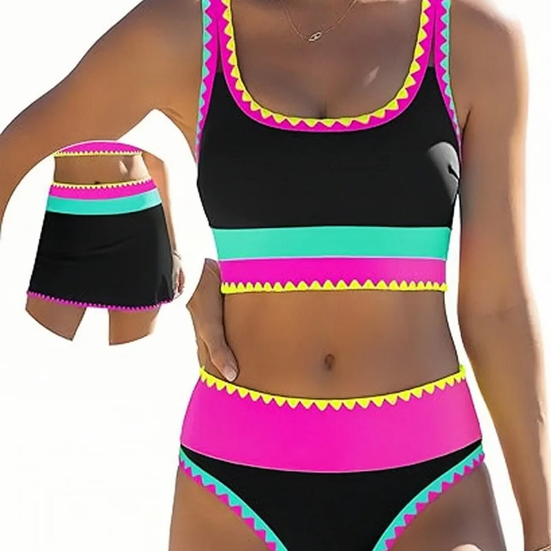 Women's Bikinis And Tankinis High Waist Color-blocked | SAMAG