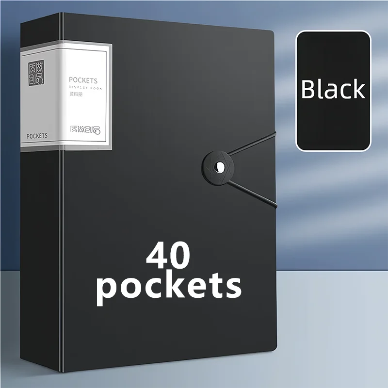 A4 Display Paper File Folder 40/60/100 Pockets Document Organizer with Snap Closure Office School Stationery