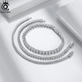 ORSA JEWELS Authentic 925 Sterling Silver Tennis Chain Bracelet Moulding Process Hanmade High-end Hand Chain for Man Woman SB128