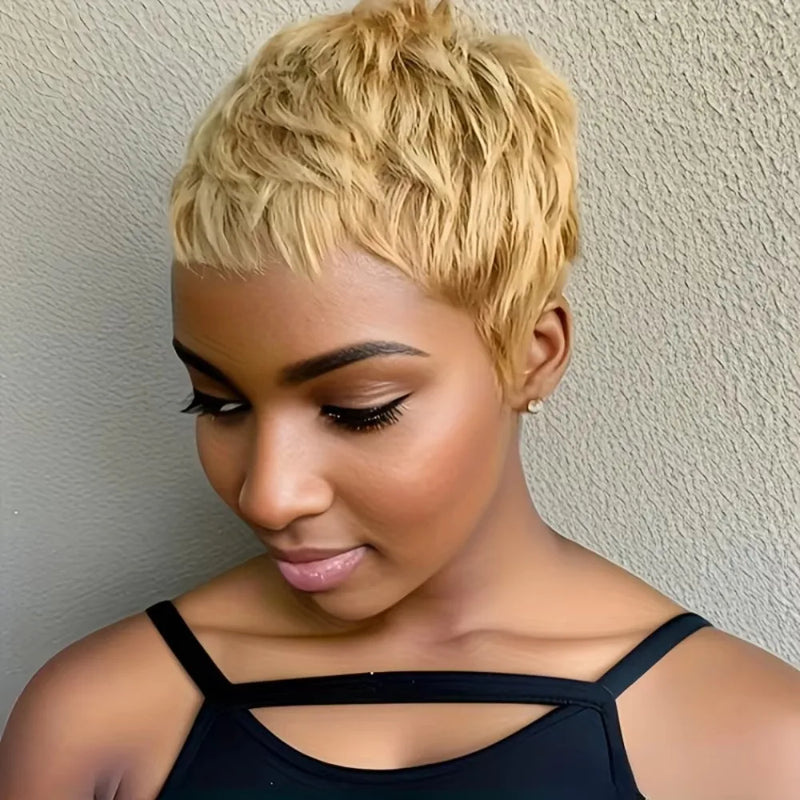 Sale Human Hair Wig Short Straight Human Hair Wigs Pixie Cut Straight Short Bob Wigs For Women  Brazilian Human Hair Machine