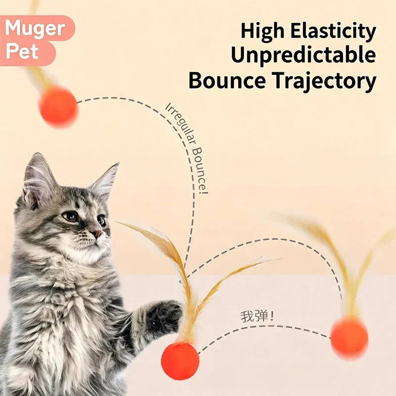 Elastic Bouncy Badminton Cat Toy Luminous Night Glow Pet Interactive Ball Self Play Boredom Relief Chew Resistant Training Game