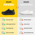 Fitville Men'S Slip-On Shoes Wide Width Leather Casual Shoes Lightweight For Swollen Feet With Arch Support Pain Relief