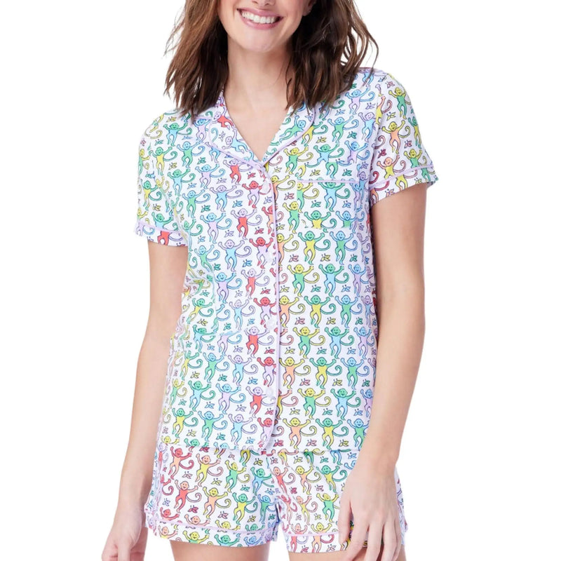 Monkey Print Short Sleeved Spring/summer New Pajama Set Two Piece Set of Women's Pajamas Fashionable and Elegant Style