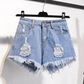 Large Size High-Waisted Denim Shorts for Women Summer Ruffled Wide-Leg Hot Pants Loose Fit A-Line Basic Short Jeans