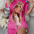 Cute Cartoon Printed Crew Neck Short Sleeve Night Dress | SAMAG