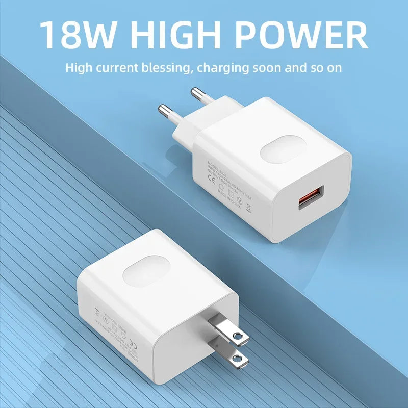 18W USB Charger Real Fast Charging High Speed Quick Charge Cell Mobile Phone Wall Adapter Cell Phone for Huawei S24 Xiaomi 14 15
