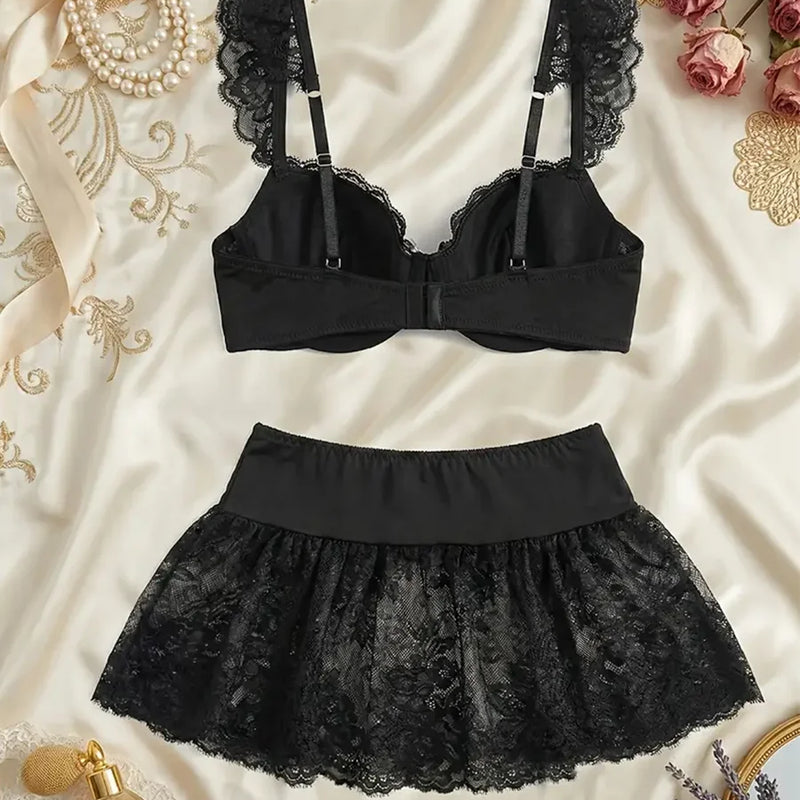 Sexy Lingerie Seamless Underwear Fancy Women Erotic Outfit Open Sexy Bra Set Fantasy Mini Skirt Bra Set Cosplay Costumes Women