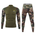 New Outdoor Sports Underwear Camo Training Long-Seeved Tops + Pants Suit Fitness Camping Army Hiking Hunting Underwear Clothes