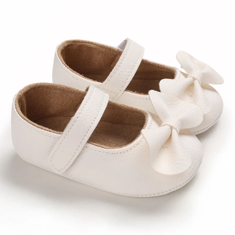 Baby Learning Walk Shoes, Cute Bow Spring Autumn Princess Infant Shoes, Soft Comfort Footwear for Baby Girls 0-18 Months