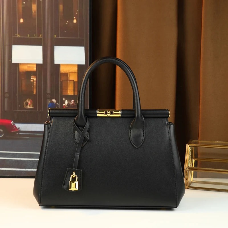 Cross-border trendy fashion clip handbag fashionable women versatile Boston bag with lock