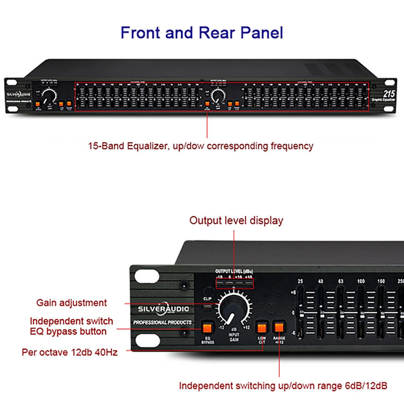 GAX-215 Professional sound equipment professional audio equalizer Dual 15 Band Graphic Equalizer Power equalizer dj equipment