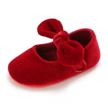 0-18M Newborn Infant Baby Girls Shoes Velvet Red Christmas 0-18M Princess Girl Baby Shoes Bow First Walkers