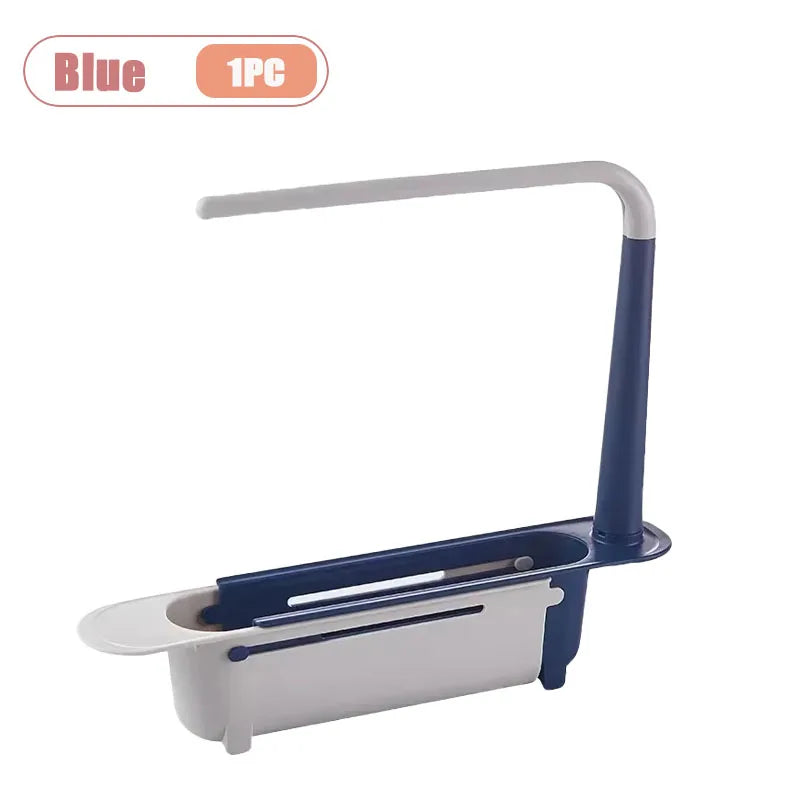 Telescopic Over Sink Organizer Rack Adjustable Kitchen Storage Tray for Soap Sponge Towel with Ventilated - View 7 | SAMAG
