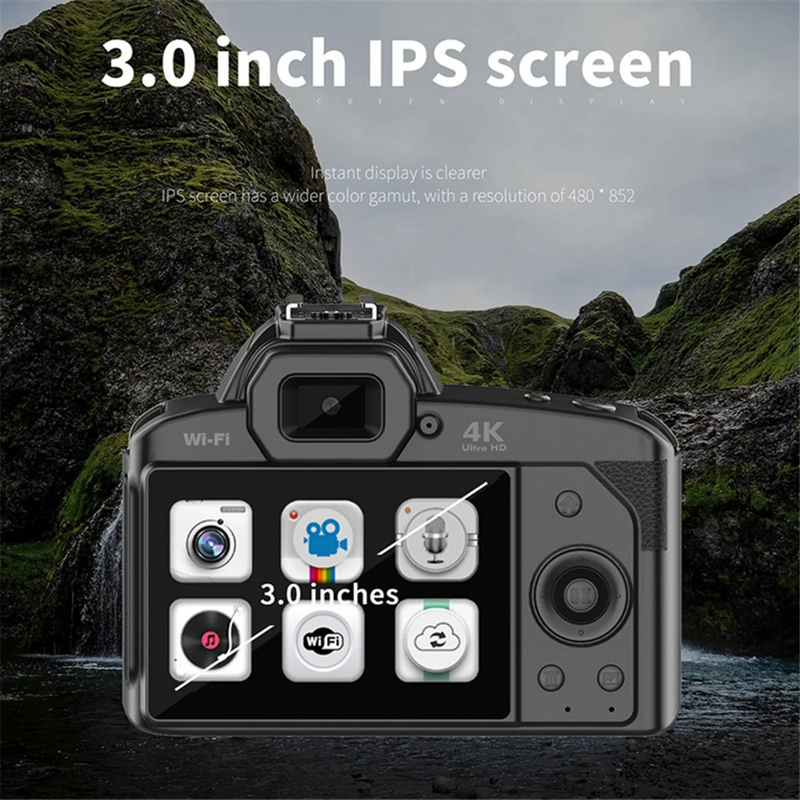 D5 6400Megapixel HD WiFi Digital Video Camera 4K Dual Lens Camcorder with Display 16X Zoom DSLR Camera No Memory Card