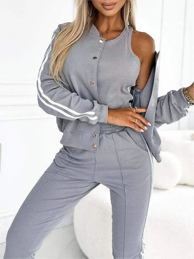 Autumn Three - Piece Set Women's Suit Striped Tape Patch | SAMAG