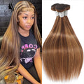 32 Inch Honey Blonde Straight Bundles P4/27 Highlight Straight Human Hair Bundles Brown Colored Brazilian Hair Weave Bundles